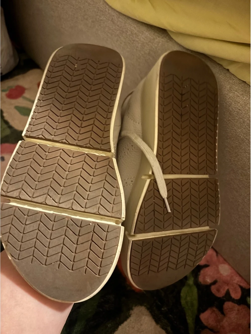 NakedFeet Essex Beige Leather Platform Sneakers Size 8M